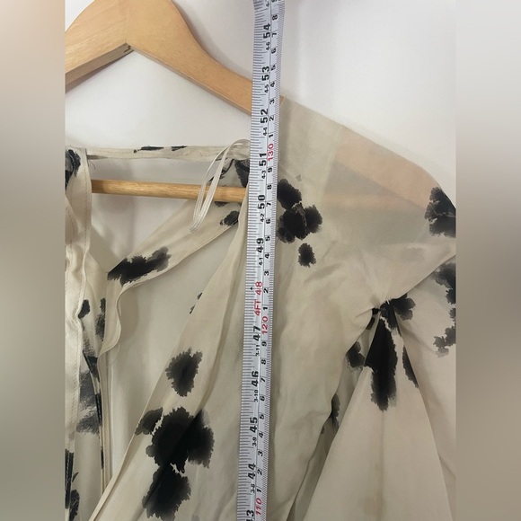 new zara Black and White Floral Maxi Dress printed art one sleeve - Picture 13 of 15